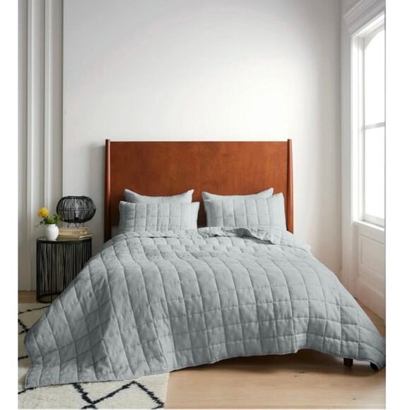 Quince European Linen Box Quilted Standard Sham Set Mist NWOT #9 - Picture 2 of 3